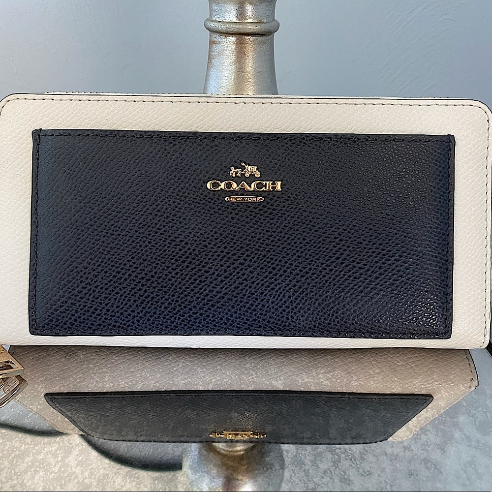 Coach leather wallet in blue & white